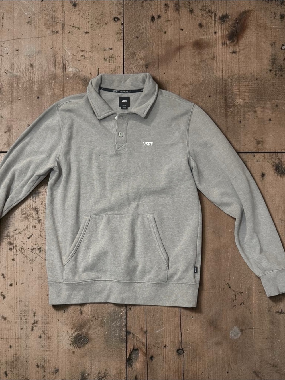 Vans Light Grey Long-Sleeve Polo Pullover